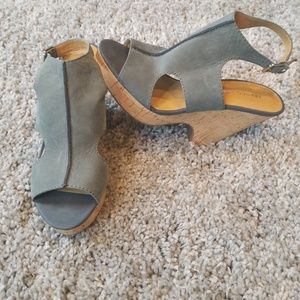Franco Sarto Suede Cork Heel Glamour Wedges